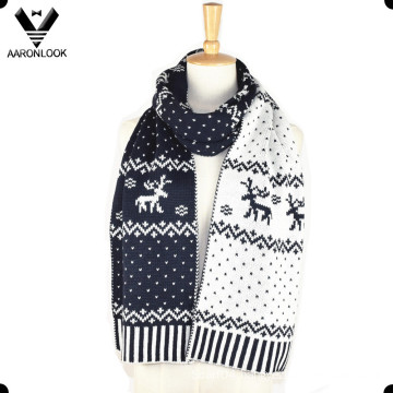 Lady′s Fashion Acrylic Jacquard Deer Scarf